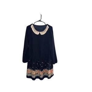 Goelia Women's Black Polka Dot A-Line Dress M Peter Pan‎ Collar
